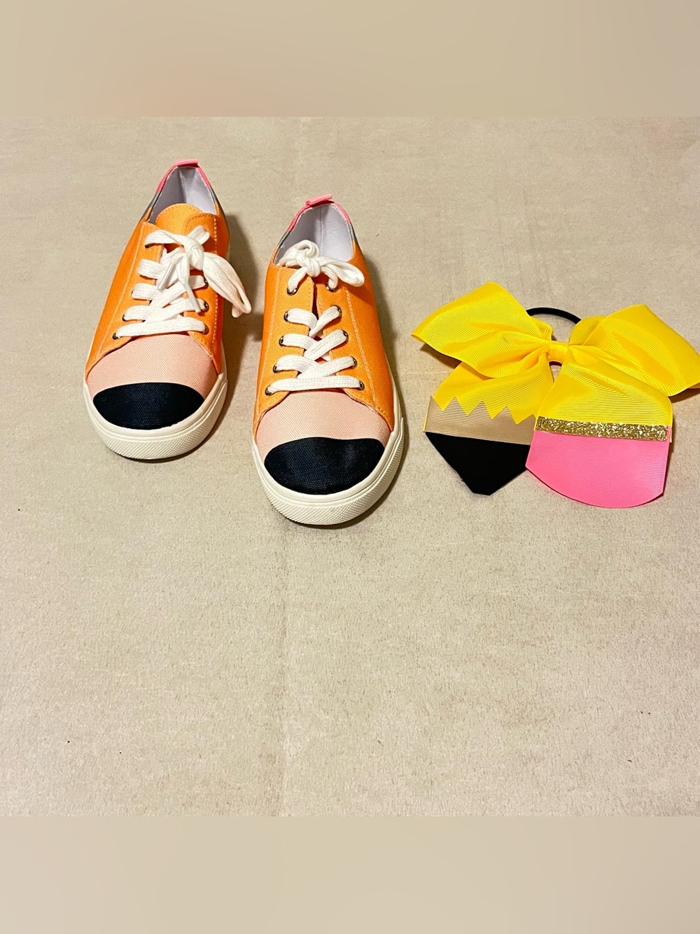 Girls Pencil Inspired Custom Sneakers | Little Girls Size 2 New - Picture 2 of 16
